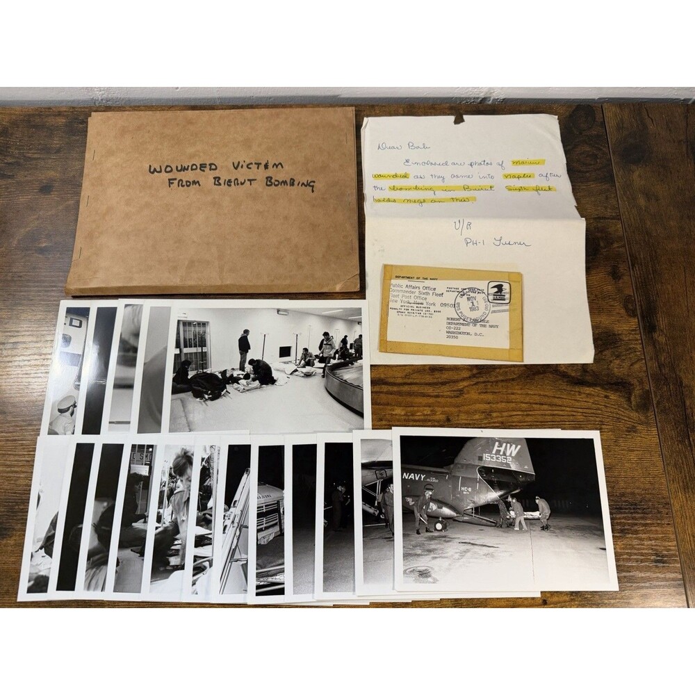 Beirut Bombing Wounded Marines Photo Lot 17pc + Letter 1983 US Navy